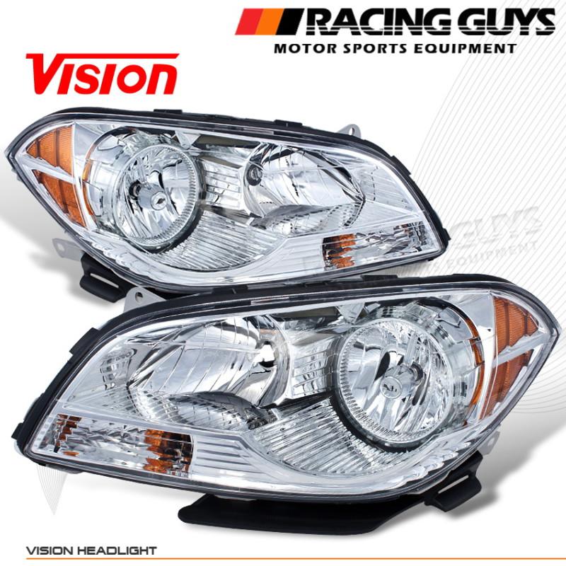 Euro style clear head lights lamps amber reflector left+right assembly 