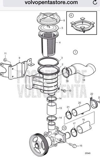 2 volvo penta sea strainer kits with upgraded lids #21400685 for d4 & d6 engines