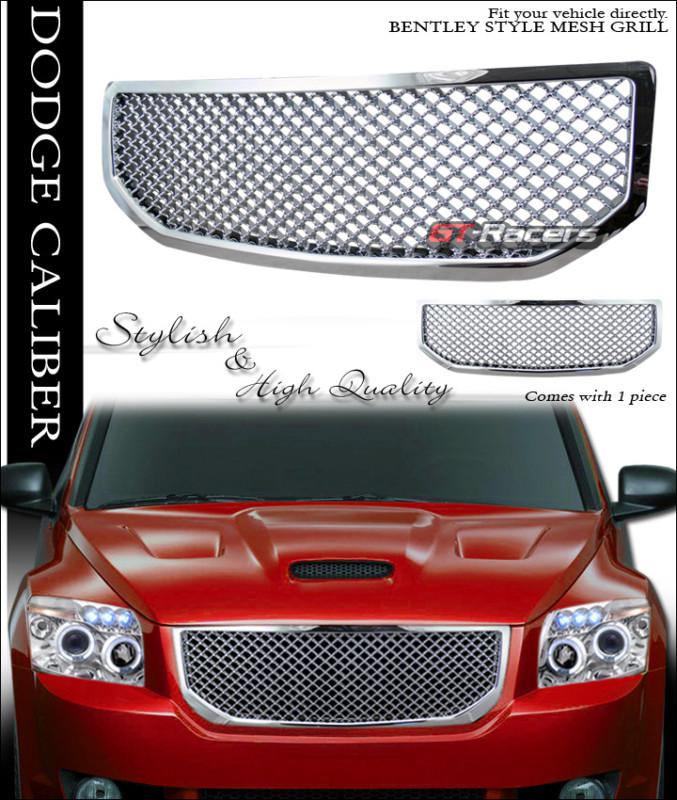 Chrome vip sport mesh front hood bumper grill grille abs 2006-2010 dodge caliber