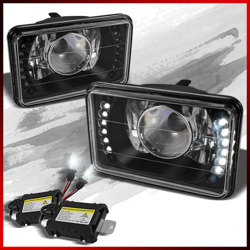 4x6 black projector headlights w/ dual led strips built-in+6k slim xenon hid kit