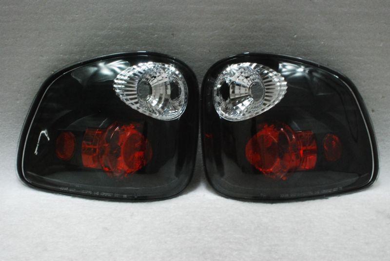 01-03 ford f150 pickup truck flareside body black tail brake lights lamps pair