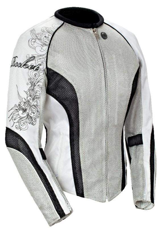 Joe rocket ladies cleo 2.2 silver medium textile mesh motorcycle jacket women md