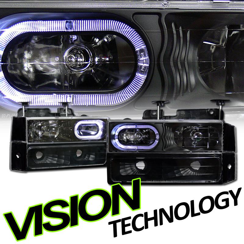 8pc 88-93 chevy/gmc c10 full size truck/suv halo headlights+bumper+corner lights