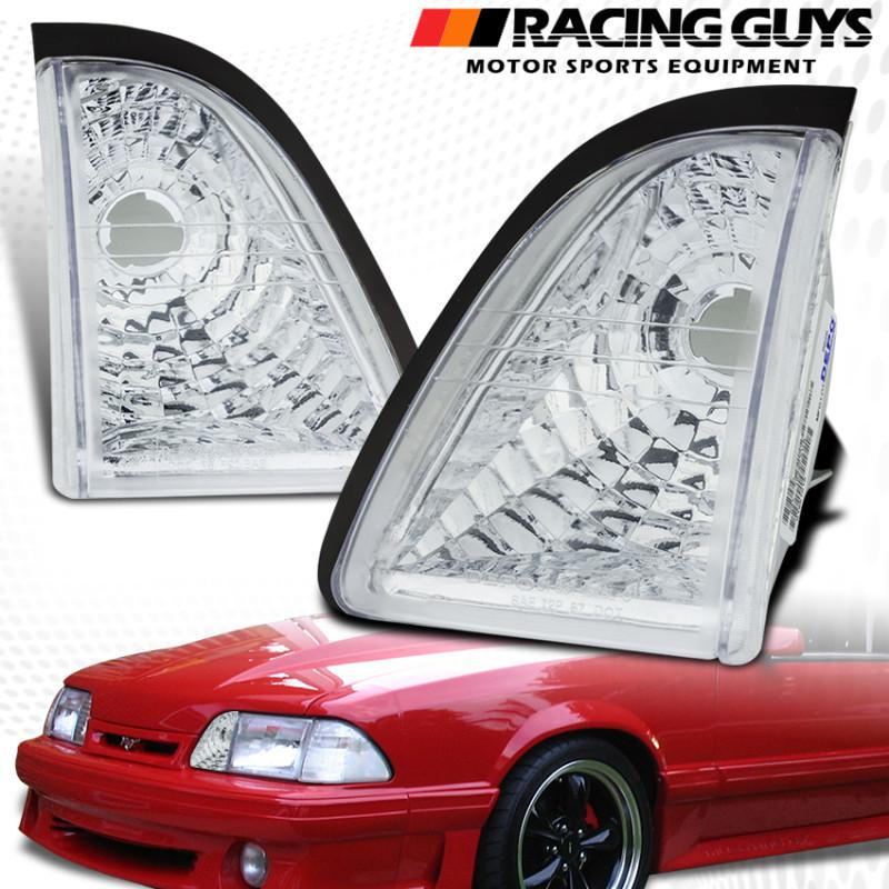 1987-1993 ford mustang chrome clear parking inner running light euro lamp pair