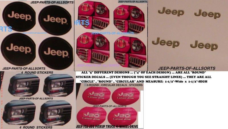 Jeep cherokee wagoneer j20 wranger  you get all  *20 glossy round decal stickers