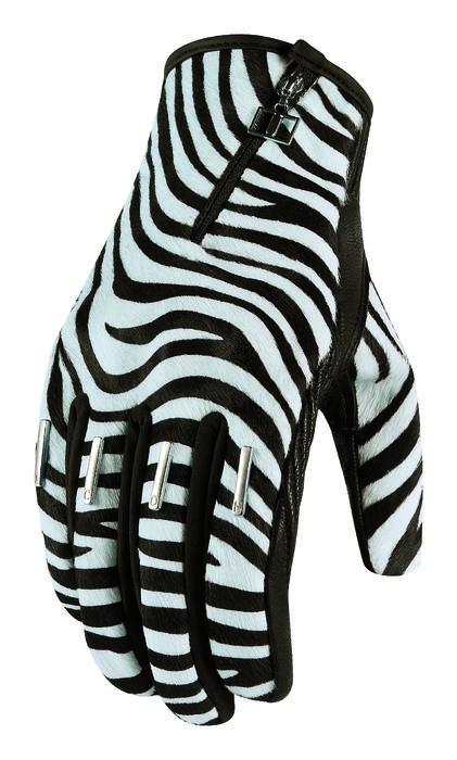 Icon 1000 catwalk short motorcycle gloves zebra women's sm/small