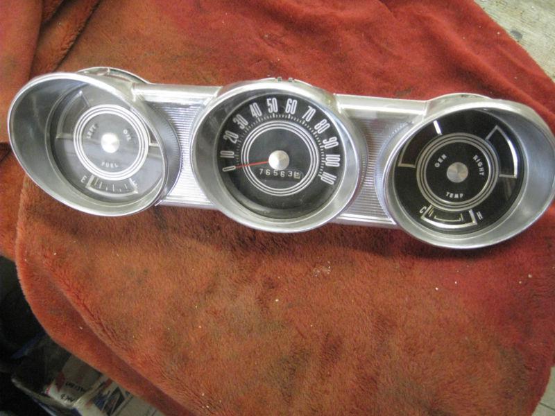 1962 ford fairlane instrument cluster gauges speedometer housing w 76,563 miles