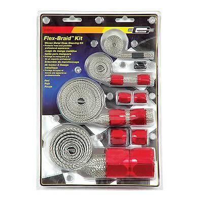 Mr. gasket 8090 hose sleeve flex-braid hose sleeving red kit