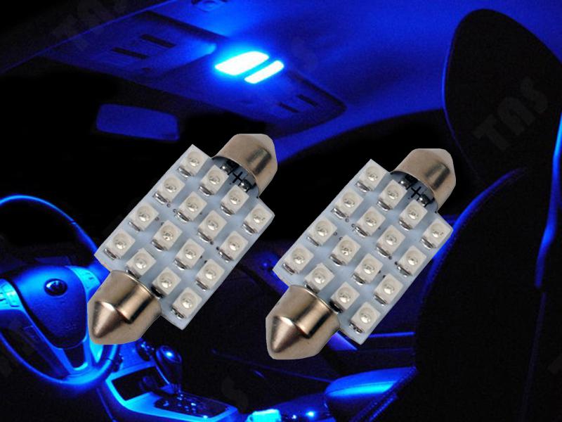 2pcs blue smd 1.72" 41mm car led interior festoon dome light bulbs 211 578 211-2