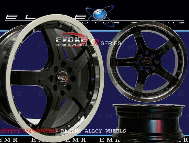 18" evoke f8 wheels/ rims 4 lug black 4x100-114.3 bp