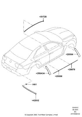 6n7z5442512aa moulding 06 07 08 09 10 11 12 zephyr