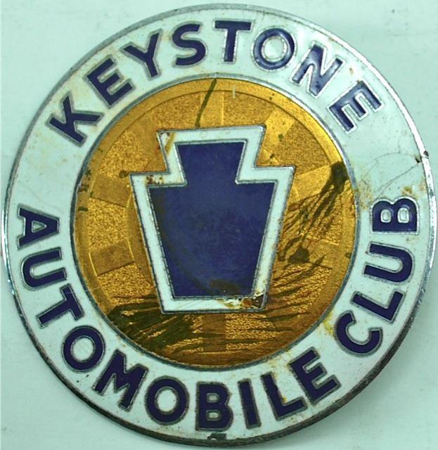 Original keystone automobile club emblem antique grille badge vintage enamel   