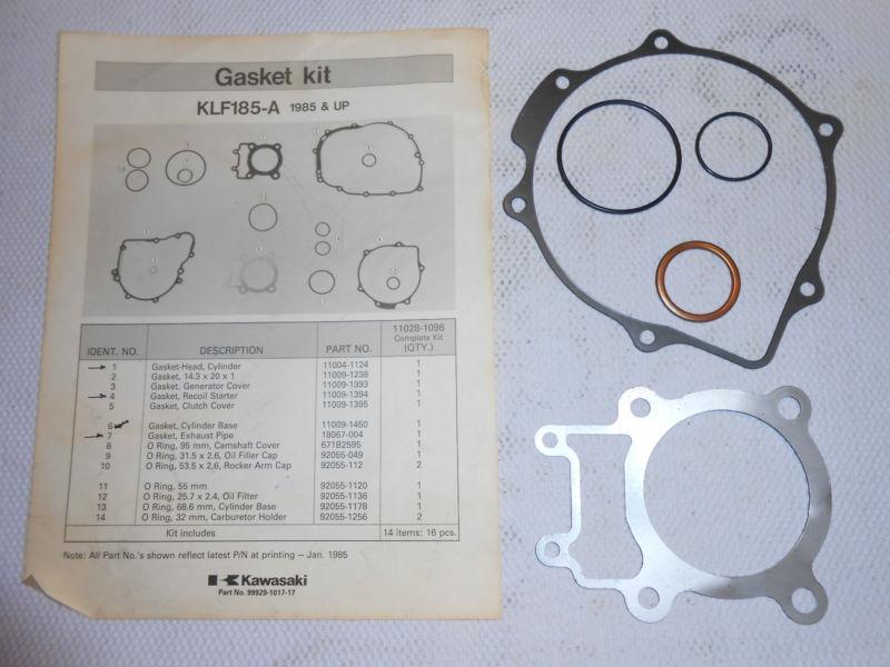 N.o.s. oem kawasaki bayou klf 185 a gasket set