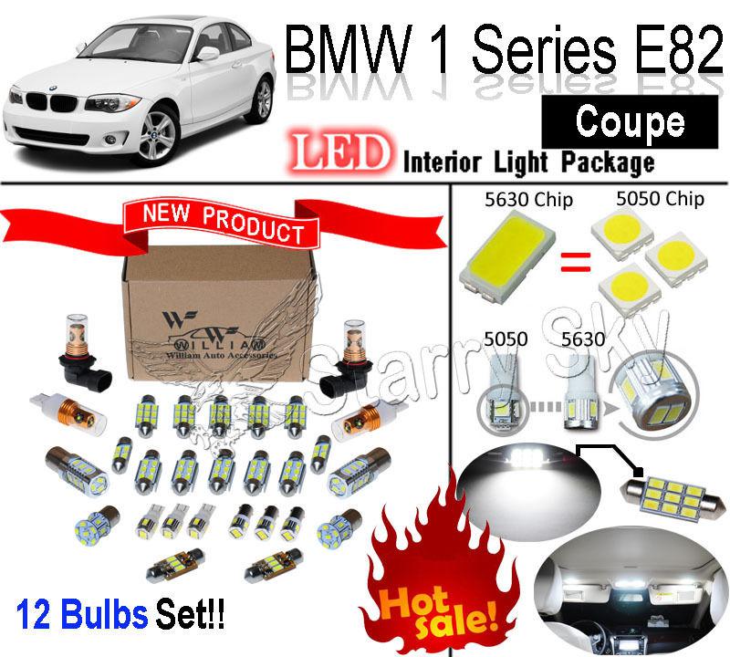 12pcs super white 5630 led interior light package kit for bmw 1 series e82 coupe