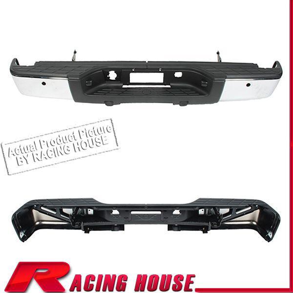 Rear step bumper bar w/ pad 07-11 silverado sierra 1500 chrome w/ sensor holes