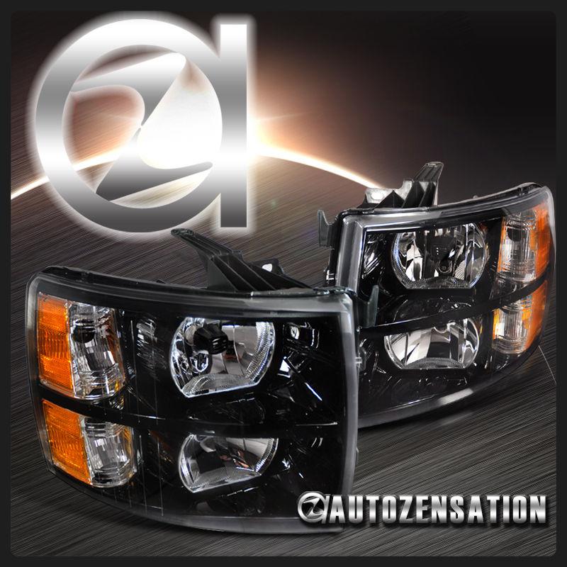 07-12 chevy silverado 1500 2500 3500 euro cyrstal headlights black lamps