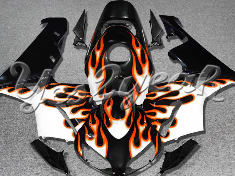 Injection molded fit 2003 2004 cbr600rr 03 04 orange flames black fairing zn226