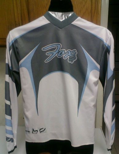 Fox racing hc men&#039;s motocross graphic white/grey/blue long sleeve jersey shirt/m