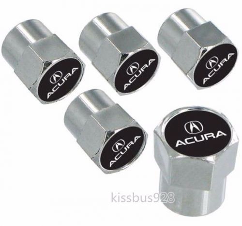 2016 new chrome abs white top 5 tire stem valve caps for acura &amp; logo