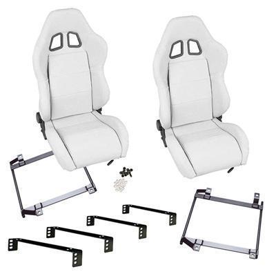 Summit racing sport seat combo dial recliner white vinyl cover chevy pair