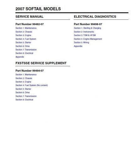 2007 harley davidson fxstd softail deuce service repair &amp; electrical manual