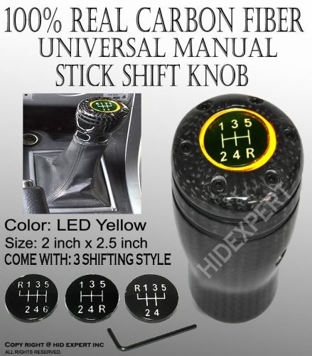 Icbeamer new manual car gear shifter lever shift knob carbon fiber w/ wd7563