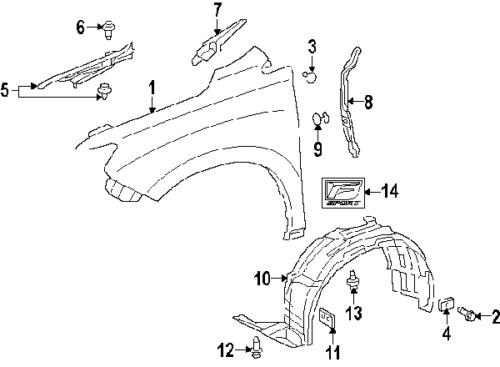 Lexus 538510e030 genuine oem factory original fender liner pad