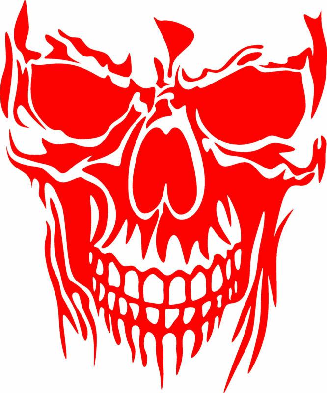 Skull vinyl cut out decal, sticker in red - 4.75" by 6"