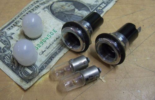 2 vintage dialco panel dash indicator lights white plastic metal base