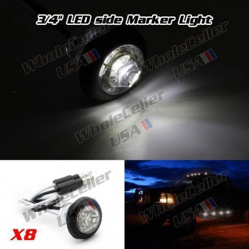 New! 3/4&#034; white lens led light truck trailer round side marker 8pcs