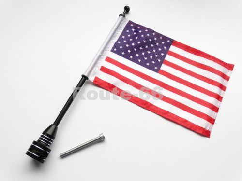 Motorcycles rear side black mount flag pole usa flag for harley hd luggage rack