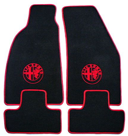 Alfa romeo spider + gtv 1995-2006 black red velours mat set