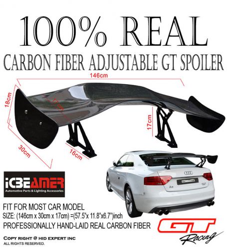 Jdm fit nissan 58&#034; gt universal carbon fiber rear trunk wing racing spoiler #sp5