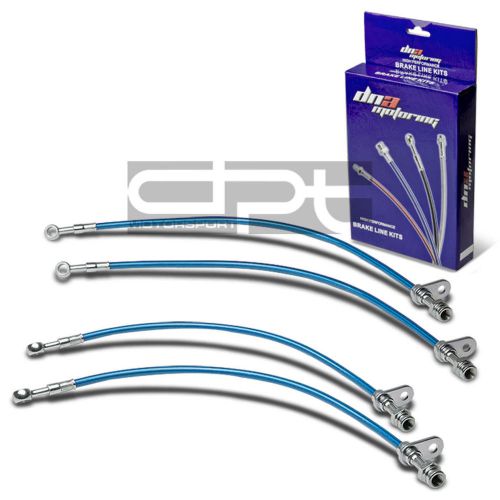 4pc f+r stainless steel hose brake line for 03-07 honda accord cl7 cm5-cm8 blue