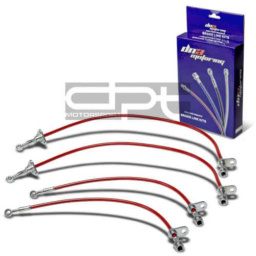 4-pcs stainless steel hose brake line for 92-96 honda prelude bb2 ba8 bb1 red