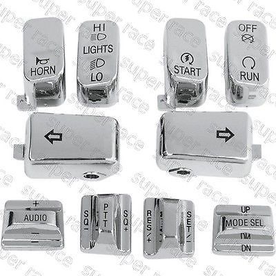 Good sale 10 pcs chrome radio cruise control switch cap kit for harley 1996-2013