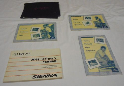 2001 toyota sienna owner&#039;s manual 5/pc set &amp; black toyota factory case.free s/h,