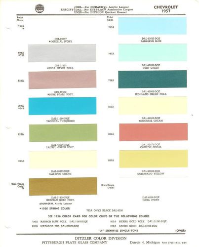 1957 chevrolet corvette bel air 150 210 delray nomad paint chips (ppg-ditzler)