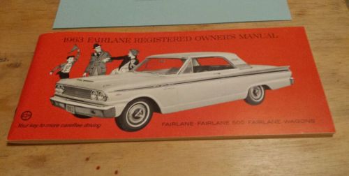 Oem 1963 ford fairlane fairlane 500 wagon owner&#039;s manual car # 7779-63 - awesome