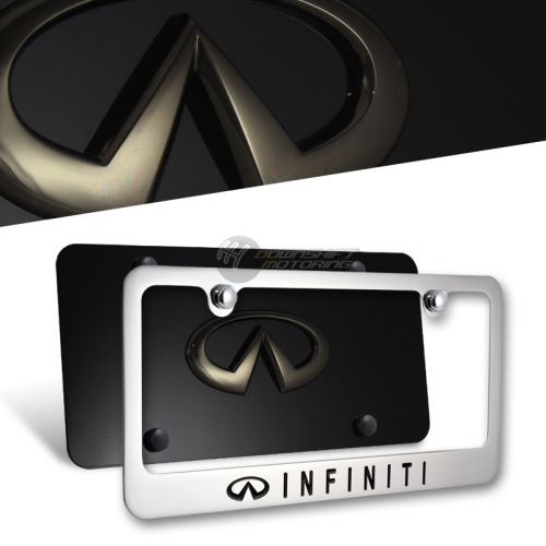 3d black pearl infiniti stainless steel license plate frame with caps - 2pcs set