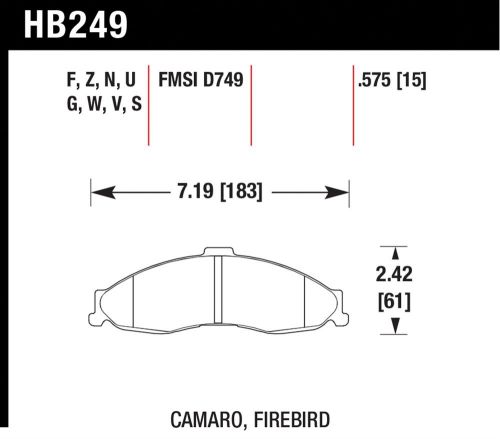 Hawk performance hb249f.575 disc brake pad fits 98-02 camaro firebird