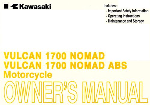 2013 kawasaki vulcan 1700 nomad abs motorcycle owners manual -vn1700ce-vn1700de