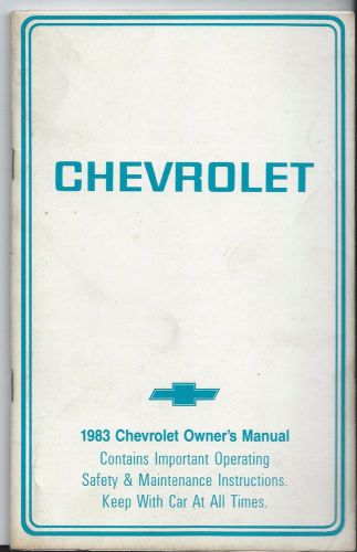 1983 chevrolet owner&#039;s manual # 14065926b maintenance factory original gm corp