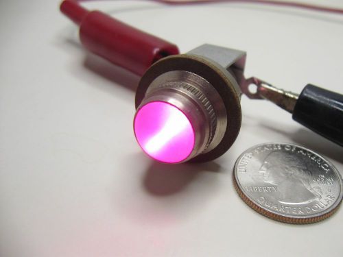 Vintage dash gauge panel light indicator with 5/8” red jewel lens and bulb #4