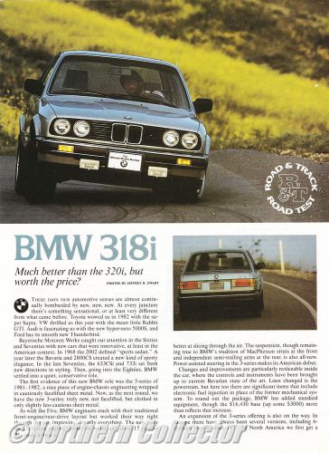 1983 bmw 318i road test data vintage original road &amp; track print article