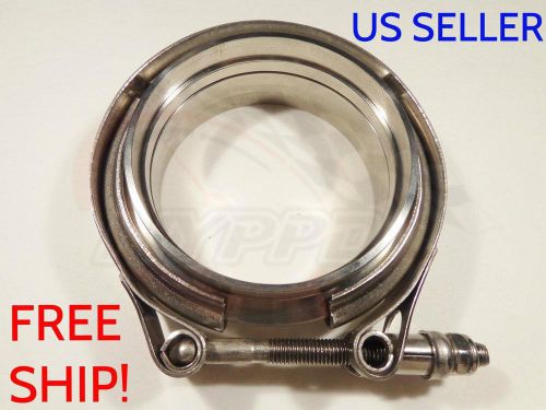 Nyppd complete 3.5&#034; aluminum v band flange w/ ss 304 clamp (turbo part) 3 1/2 in