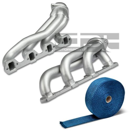 Stainless ceramic coated exhaust header fits 79-93 ford mustang+blue heat wrap