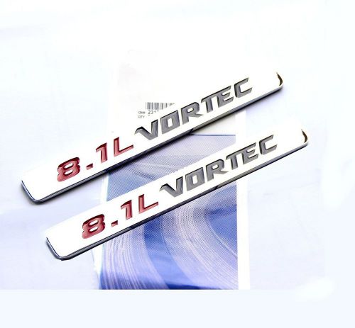 2x oem 8.1l vortec emblem badge 3d for gmc sierra 3500 2500 hd f2u chrome