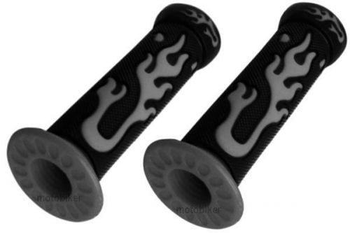 Yamaha atv gray flame gel hand grips - 7/8&#034; or 22.2mm bars for thumb throttle