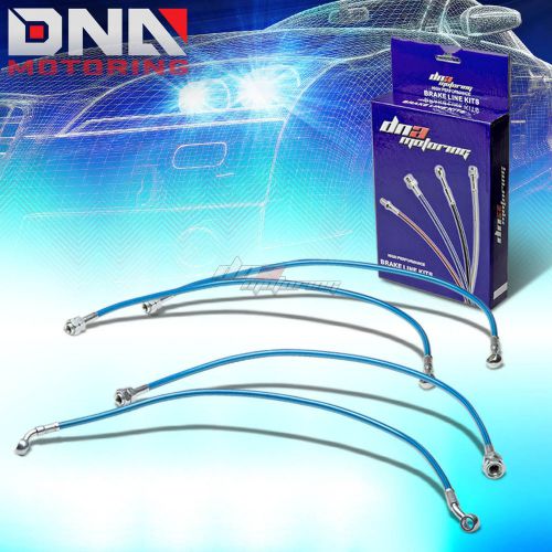 For 01-05 civic em/es/ep3 si blue stainless steel hoses braided brake line